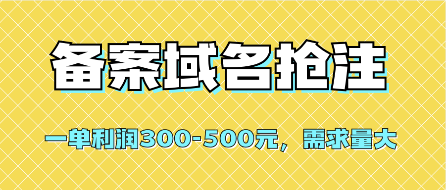 【全网首发】备案域名抢注，一单利润300-500元，需求量大-知库云创