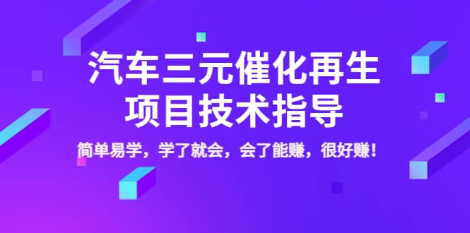 汽车三元催化再生项目技术指导，简单易学，学了就会，会了能赚，很好赚！-知库云创