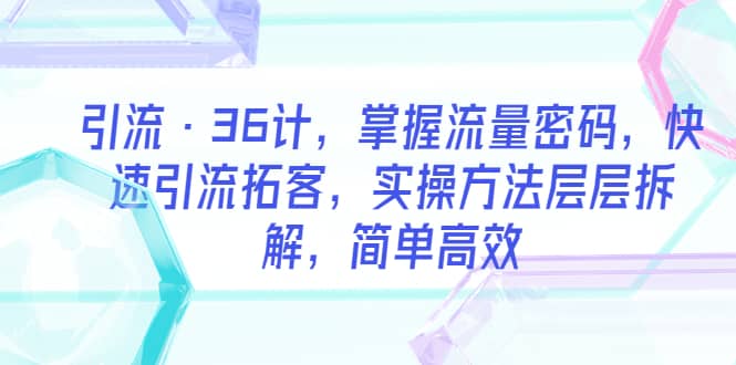 引流·36计，掌握流量密码，快速引流拓客，实操方法层层拆解，简单高效-知库云创