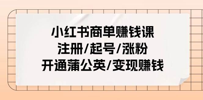 小红书商单赚钱课：注册/起号/涨粉/开通蒲公英/变现赚钱（25节课）-知库云创