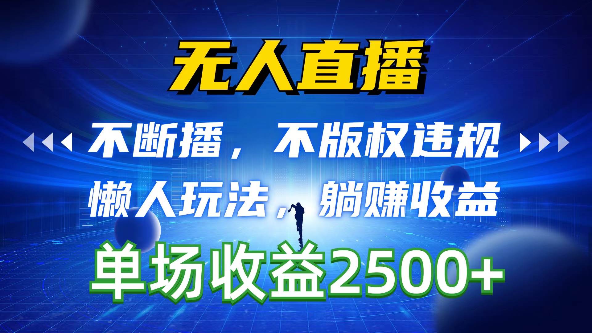 无人直播，不断播，不版权违规，懒人玩法，躺赚收益，一场直播收益2500+-知库云创