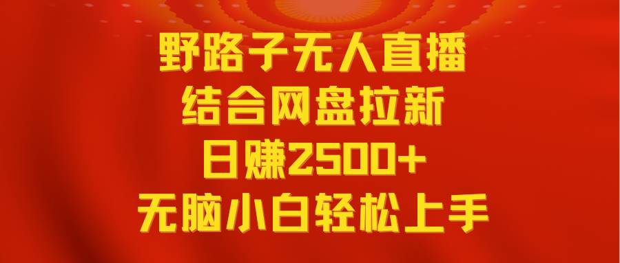 无人直播野路子结合网盘拉新，日赚2500+多平台变现，小白无脑轻松上手操作-知库云创