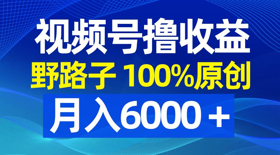 视频号野路子撸收益，100%原创，条条爆款，月入6000＋-知库云创