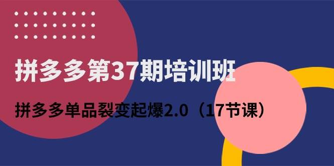 拼多多第37期培训班：拼多多单品裂变起爆2.0（17节课）-知库云创