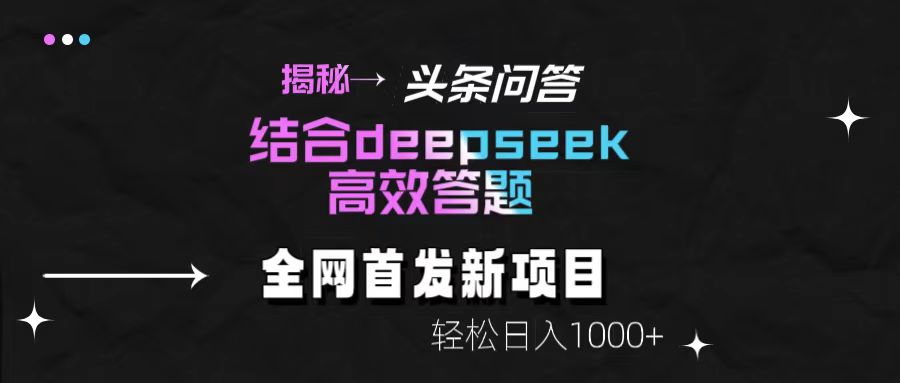 揭秘头条问答新玩法！结合deepseek高效答题，轻松日入1000+-知库云创